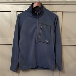 Outdoor Research Half Zip Pullover Jacket Chest Pocket Blue Mens Size Medium